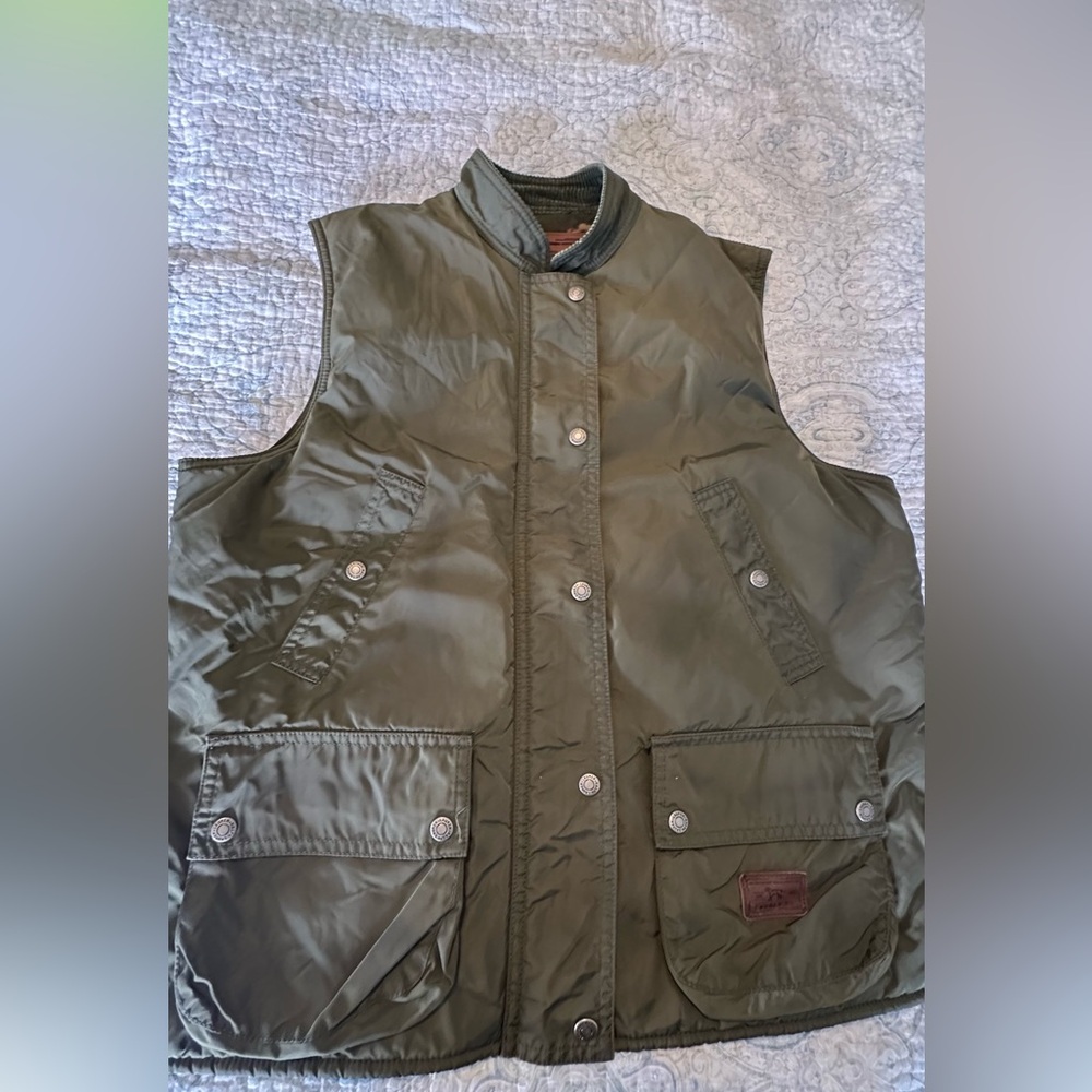 Ralph Lauren Vintage 90s Cargo Vest Full Zip Snap Closure Army Green Women's S - Picture 2 of 16